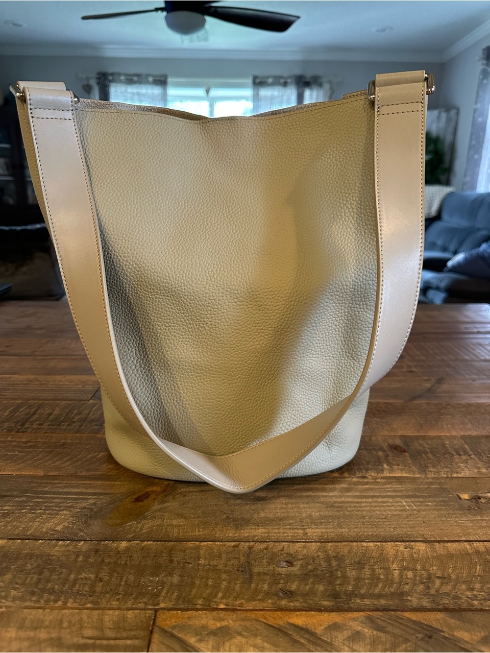 NA-KD Taupe Leather Minimalist Bucket Bag